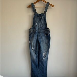 PAIGE High Rise Sierra Blue Denim Overalls with Adjustable Straps